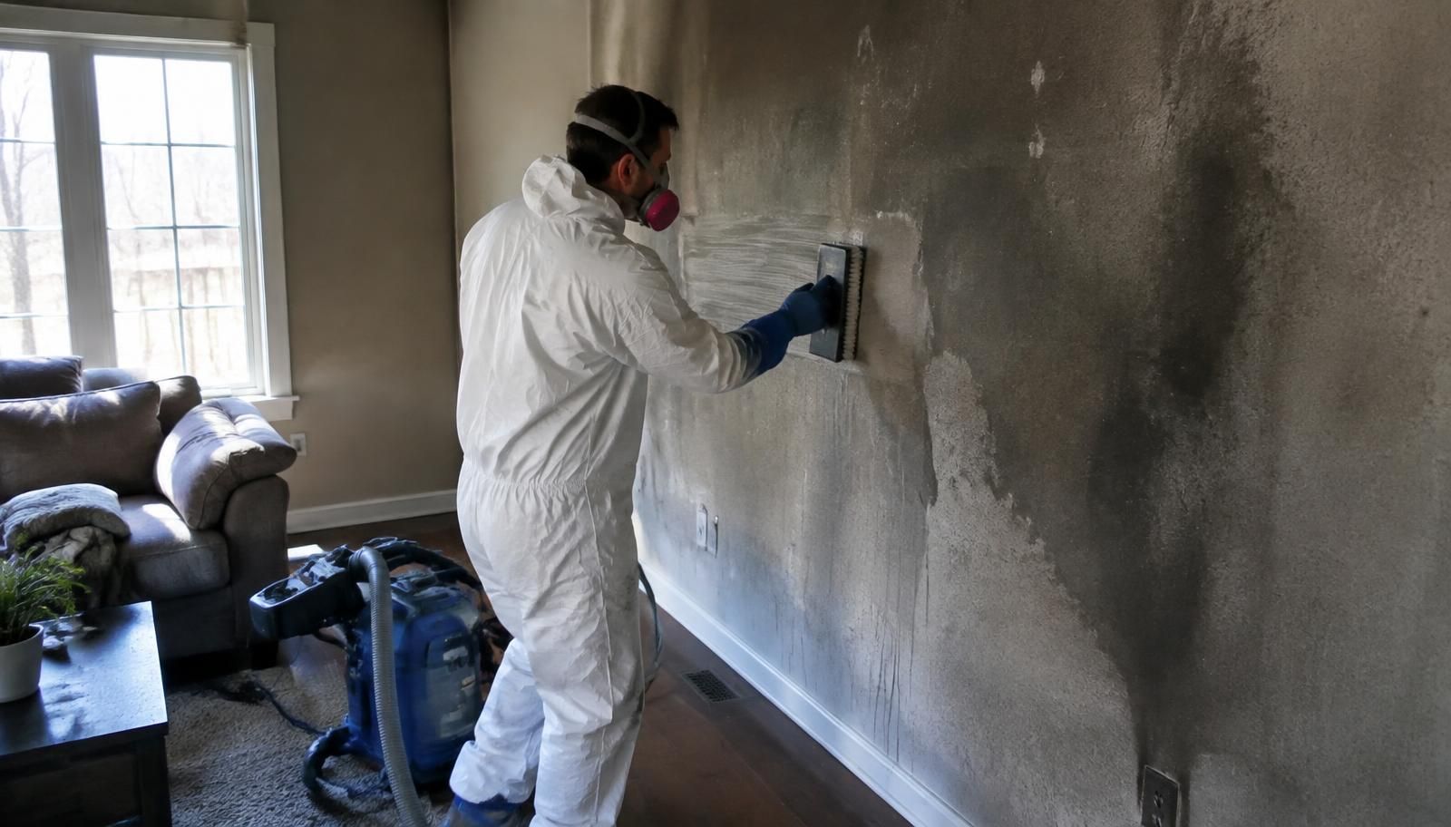 Fire & Smoke Restoration professional at work on a residential job